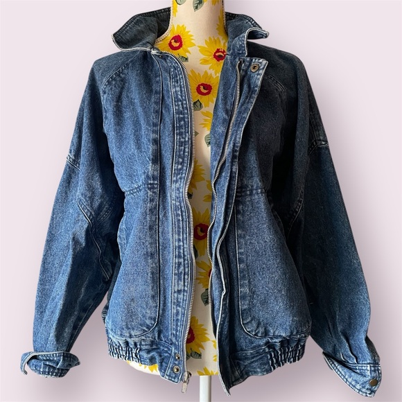 Rare Vintage Denim Dash Bomber Jean Jacket | Size Medium - Picture 1 of 7